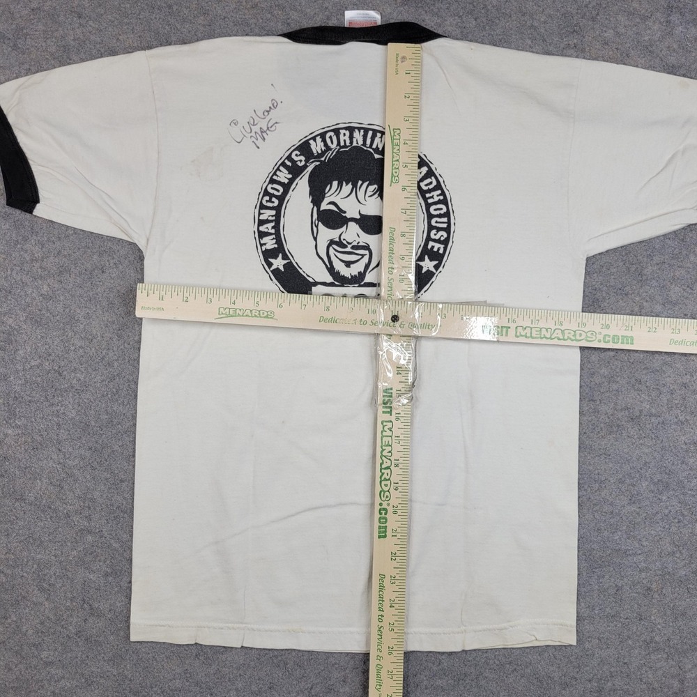 Q101 Shirt Mens Medium Vtg Mancow Morning Madhouse Ringer Alternative Radio Dj View 6